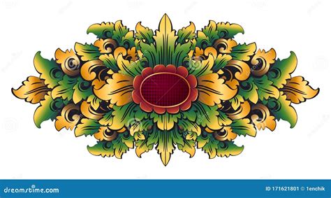 Traditional Balinese Carving Style Vector Floral Rosette Isolated On