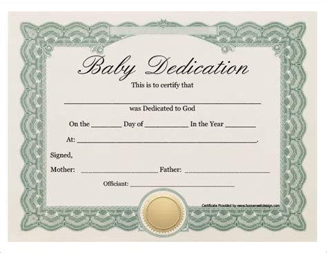 Baby Dedication Certificate Baby Dedication Certificate Baby