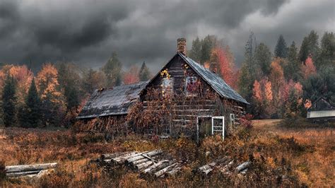 Wallpaper Old House Autumn Forest Заброшенный Дом В Деревне