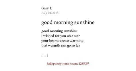 Good Morning Sunshine By Garyl Hello Poetry