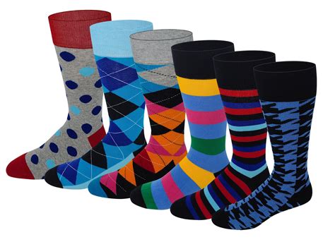 6 Pairs Men Combed Cotton Colorful Dress Socks