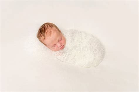 Funny Swaddled White Costume Baby Sleeping Blanket Stock Photos Free