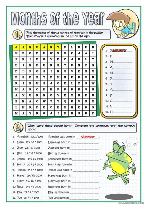 The Months Of The Year Word Search English Esl Worksheets Pdf Doc
