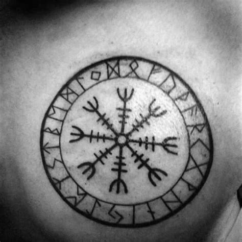 Aegishjalmur, helm of awe (helm of terror), icelandic magical staves and the scandinavian pattern in the form of a dragon boat, drakkar, isolated on white, vector illustration. 40 Helm Of Awe Tattoo Designs For Men - Norse Mythology Ideas