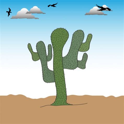 The camel caravans which crossed the great dunes of the sahara desert began in antiquity but reached their golden period from the 9th century ce onwards. Cactus plants in desert — Stock Vector © zager #7412376