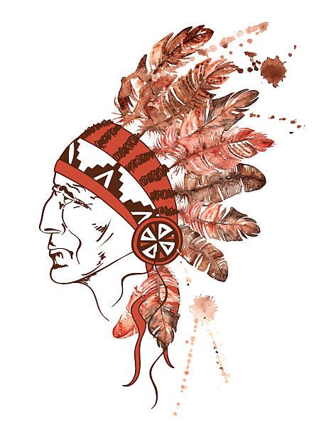 American Native Indian Chief Mascot Head Vector Graphic Illustrations