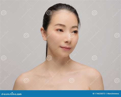 Beautiful Young Woman Asian With Clean Perfect Skin Portrait Model
