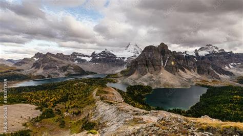 Scenery Of Mount Assiniboine With Sunburst Lake And Cerulean Lake In