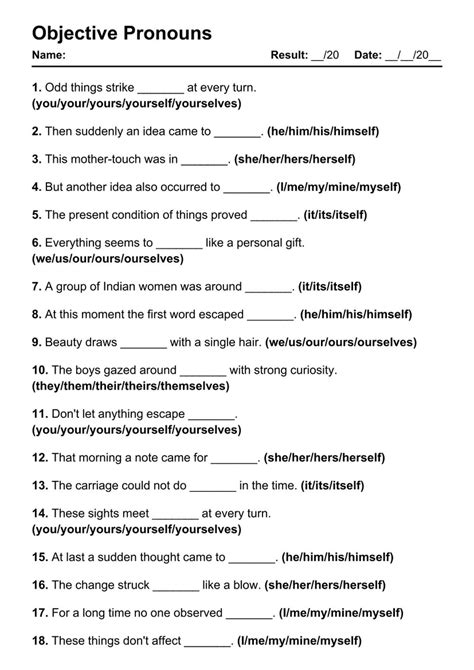 Printable Objective Pronouns Pdf Worksheets With Answers Grammarism