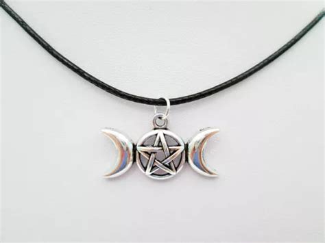 New Silver Pentacle Pentagram Wiccan Triple Moon Goddess Pendant Charm
