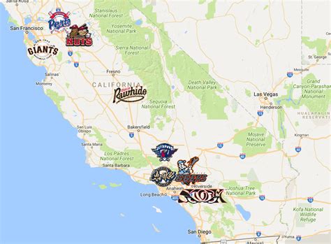 California League Map Teams Logos Sport League Maps