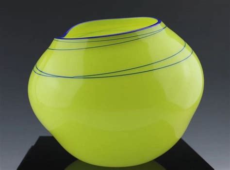 Dale Chihuly Citron Glass Basket Studio Edition With Display Case