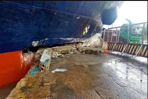 A Container Ship Crashed Into The Dock In The Early Morning