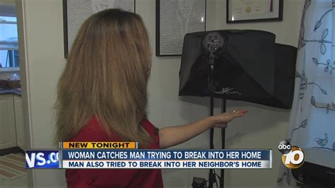 Woman Catches Man Trying To Break Into Her Home Youtube