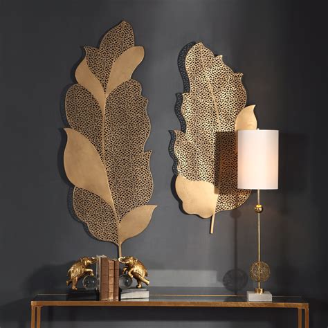 Autumn Lace Leaf Wall Art S2 In Gold By Uttermost