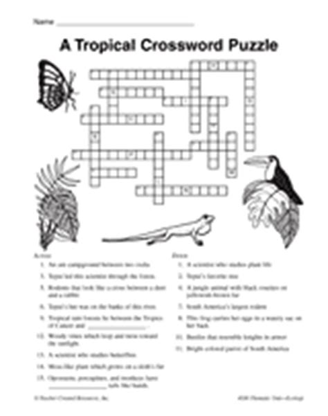 Find answers to your crossword puzzles! A Tropical Crossword Puzzle Printable (3rd - 5th Grade ...