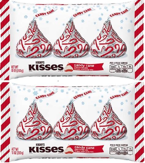 Hersheys Kisses Candy Cane Mint Candy With Stripes And Candy Bits 10