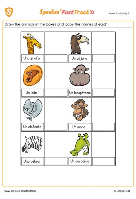 10 Animals In Spanish Worksheet Worksheets Decoomo