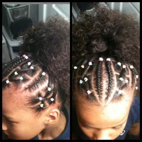 Hairstyles with rubber bands for short hair | hair color. Front only scalp braids with colored rubber bands. | Girl ...