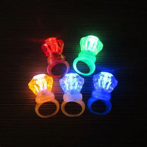 50pcslot Led Ring Diamond Finger Light Flashing Blinking Lights Kids