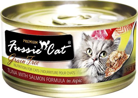 Canned wet pet food : Fussie Cat Premium Tuna with Salmon Formula in Aspic Grain ...