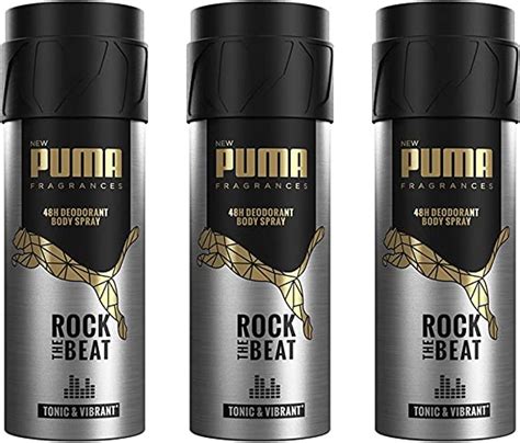 Puma Fragrances Mens 48 Hour Body Deodorant Spray Rock The Beat Pack
