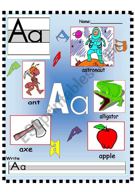 Letter Aa Vocabulary Poster And Writing Worksheet Esl Worksheet By Annyj