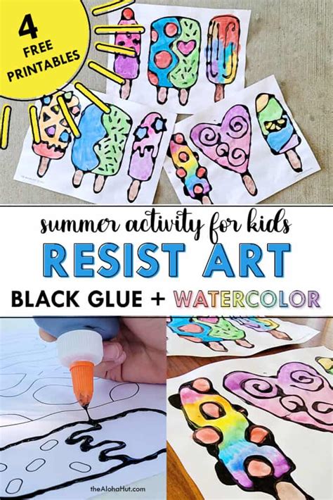 Resist Art For Kids Black Glue Watercolor The Aloha Hut
