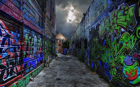 Wallpaper City Street Cityscape Night Wall Road Blue Graffiti