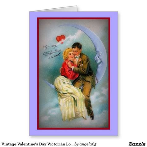 Vintage Valentines Day Victorian Lovers Moon Holiday Card Zazzle