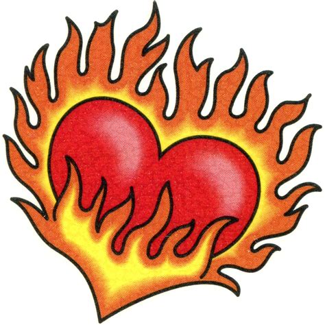 Flaming Heart Temporary Tattoo 2x2 Heart Temporary Tattoos Tattoo