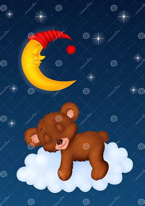 The Teddy Bear Sleep On The Moon Stock Vector Illustration Of Message
