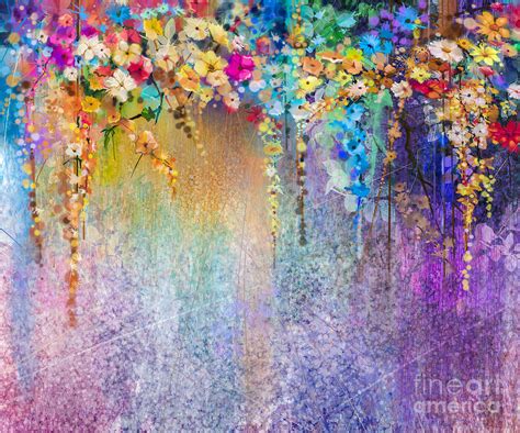 Abstract Floral Watercolor Painting Digital Art By Pluie R