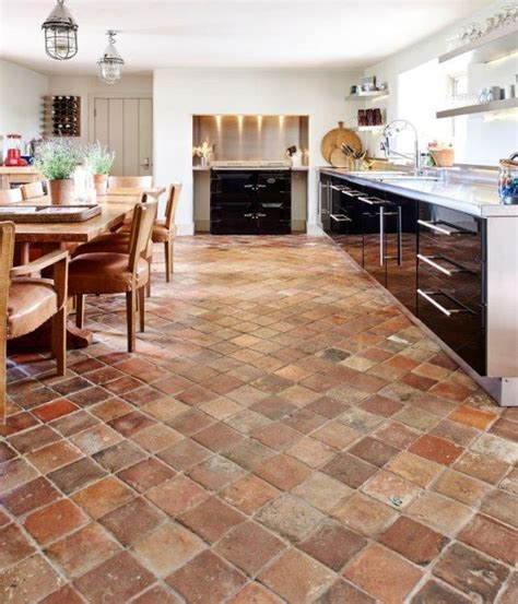 Antique Burgundy Terracotta In Brick Floor Kitchen Terracotta Floor Terracotta
