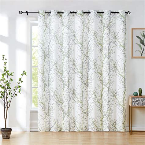 Buy Fmfunctex Green White Sliding Door Curtain 84 Inches Long Grey