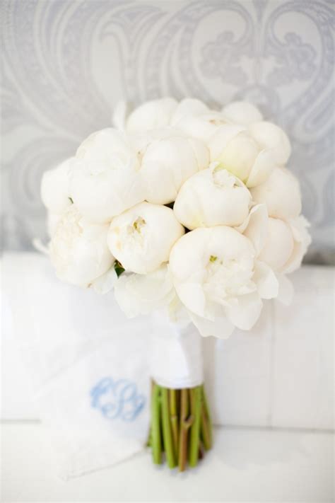 An All White Peony Bouquet For Your Wedding