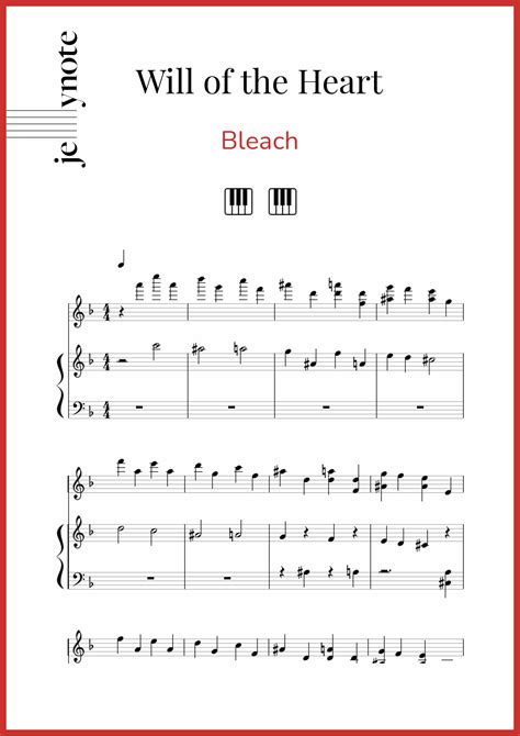 Bleach Will Of The Heart Piano Sheet Music Jellynote