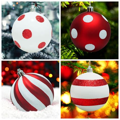 Shatterproof Christmas Tree Baubles Decorations With Polka Dots And