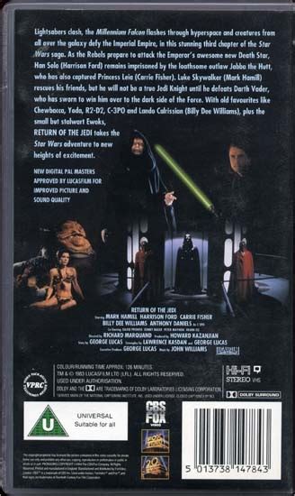 Return Of The Jedi 1983 1994 Vhs Back Cover Yes Vintage Star