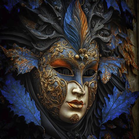 Portrait Of A Colorful Venetian Mask Ai Generated Art Stock Image