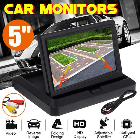 5 Foldable Car Monitor Tft Lcd Monitor Reverse Two Video Inputs For