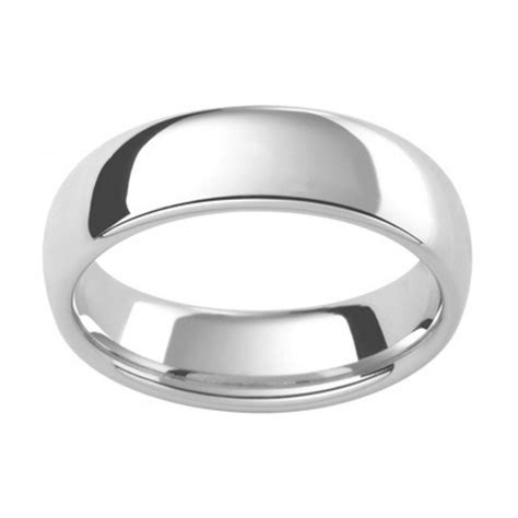 Mens 18ct White Gold Wedding Ring Styled With Fully Rounded Top Edge