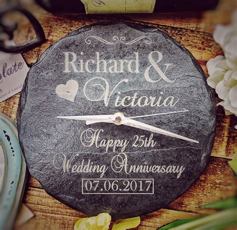 Check spelling or type a new query. Personalised Round Slate Wedding/Anniversary Clock - 22cm ...