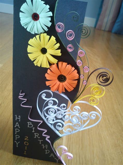 Take 11 inches pink quilling strip of 10mm width. Thrilling Quilling: Birthday card