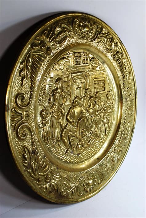 Personalized decorative plates also make for great gifts for any occasion: 14 Inch Wide Vintage Decorative Brass Plate Plaque With Tavern | Etsy in 2020 | Plates on wall ...