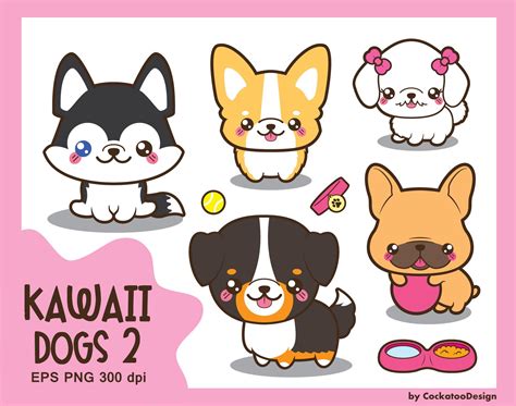 Kawaii Dog Clipart Cute Dog Clipart Dog Breeds Clipart Etsy Perros