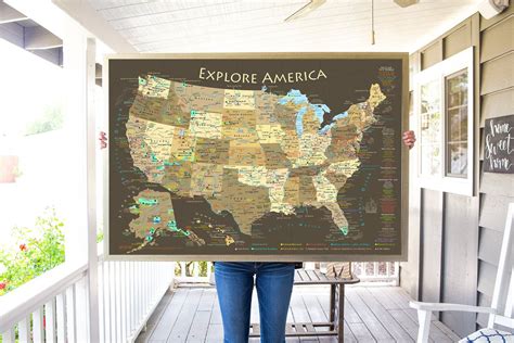 National Park Map Explore America Map Poster Or Framed Push Etsy