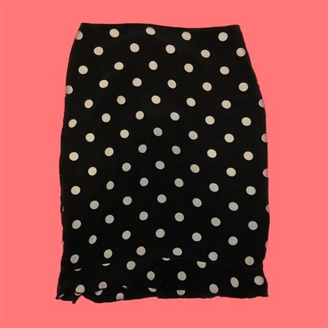 100 Silk 50s Style Polka Dot Pencil Skirt Silk Depop