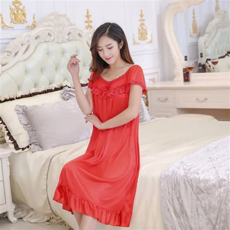 2019 Hot Sale Plus Size 2xl New Sexy Silk Nightgowns Women Casual Chemise Nightie Nightwear