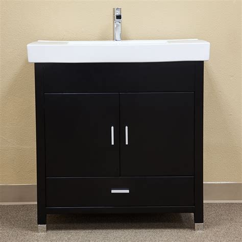 32 Inch Black Single Sink Bathroom Vanity With Integrated Ceramic Sink